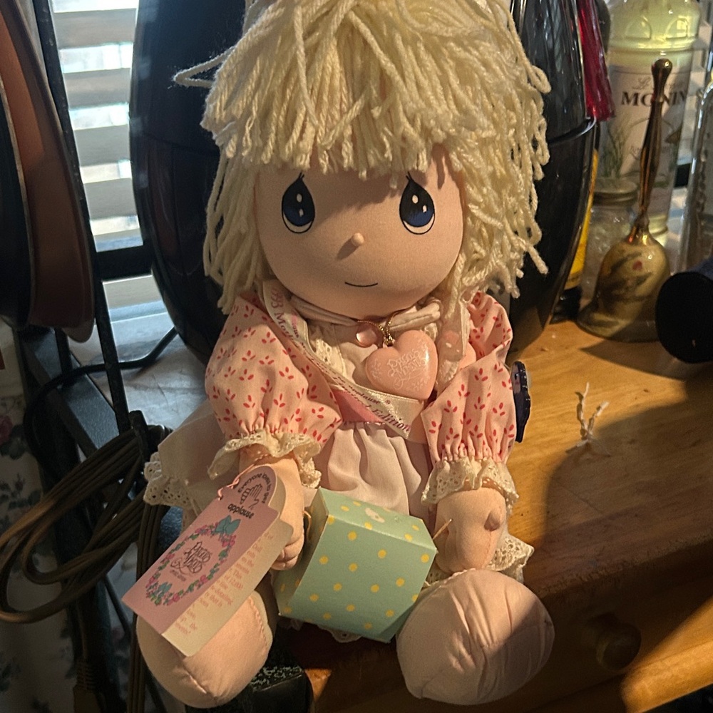 Precious Moments Adorable Doll with Blonde Hair and Pink Outfit